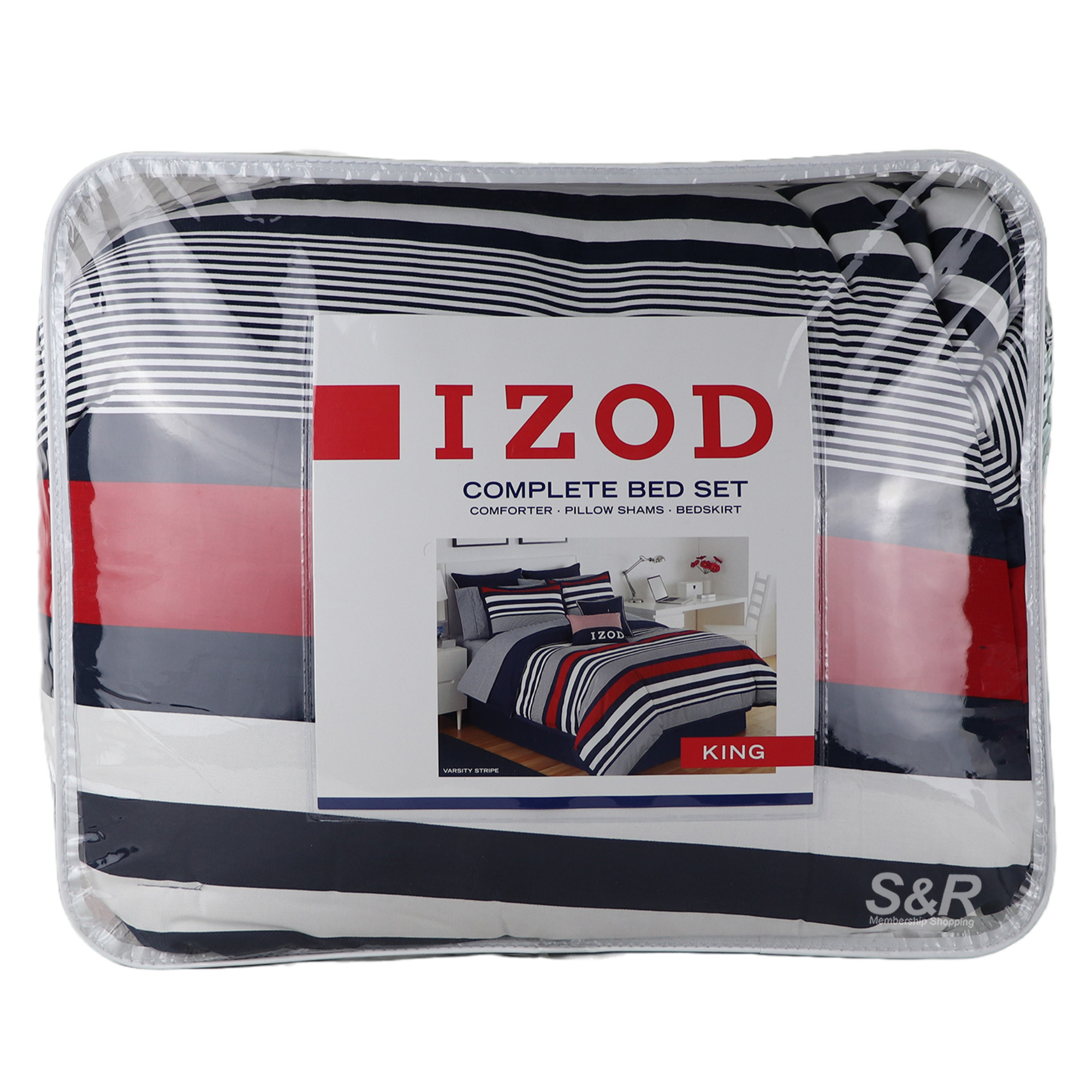 IZOD Varsity Stripe King Complete Bed Set 4pcs IZOD Varsity Stripe King Complete Bed Set 4pcs